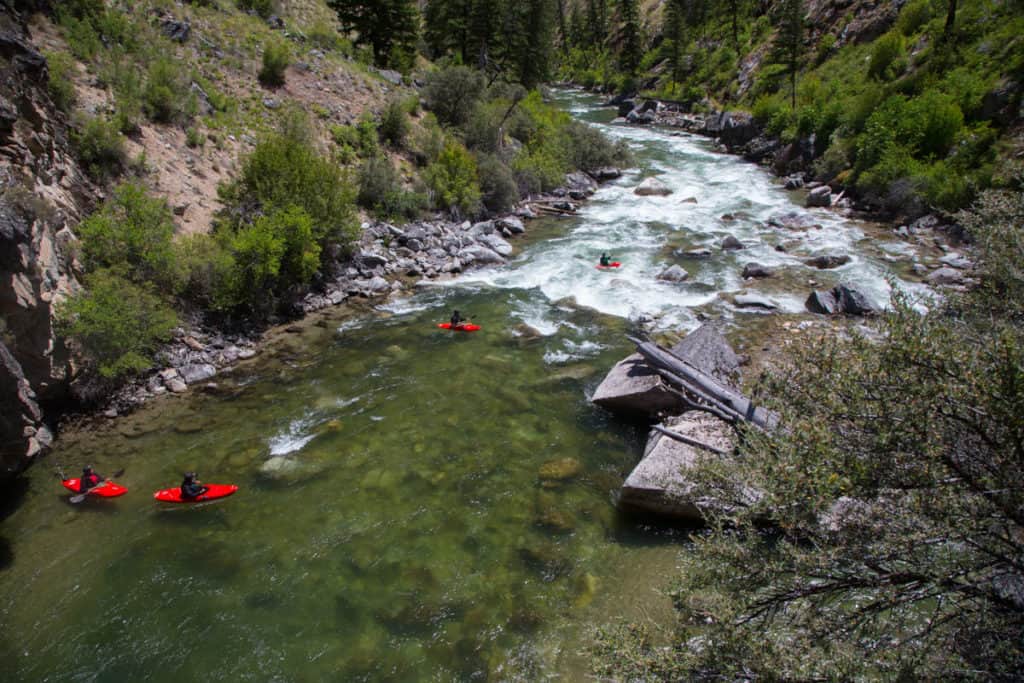 Kayaking below the bridge on Big Creek