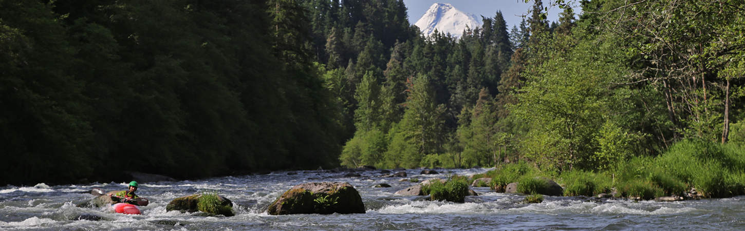 The Lower Hood River with Mt. Hood in the background