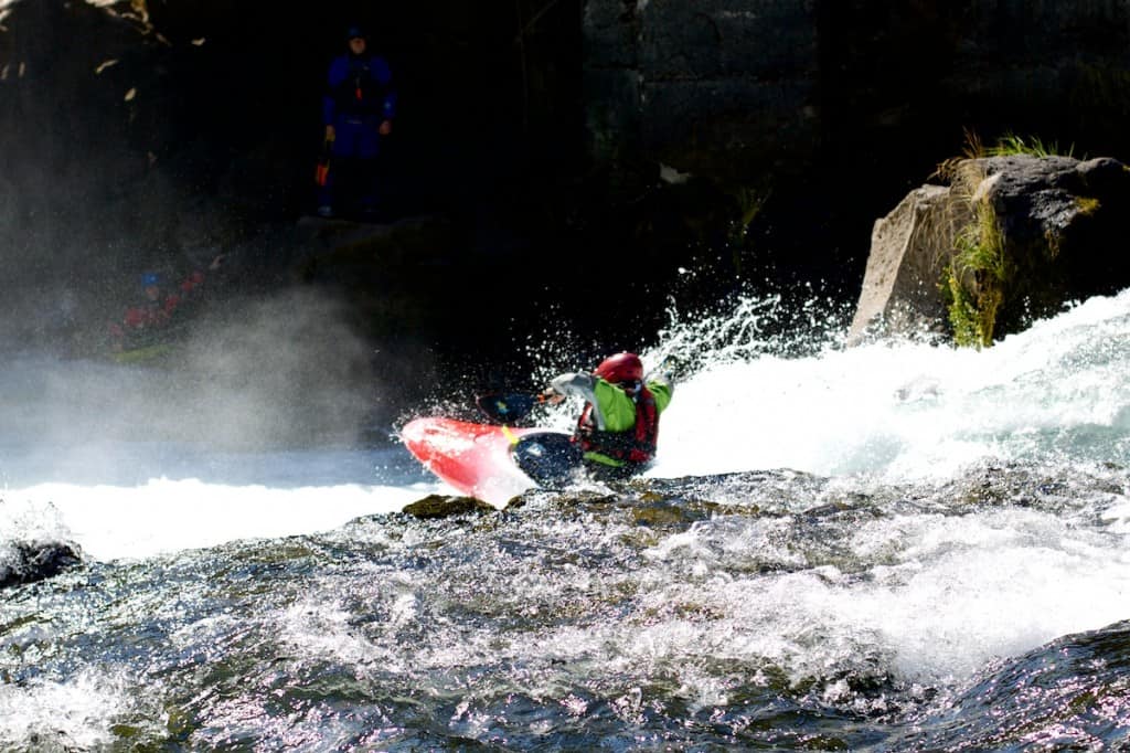 Kayaking over Husum Falls