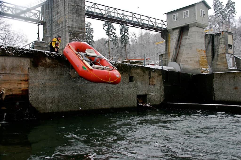 Portaging the Powerdale Dam before it's removal in 2010