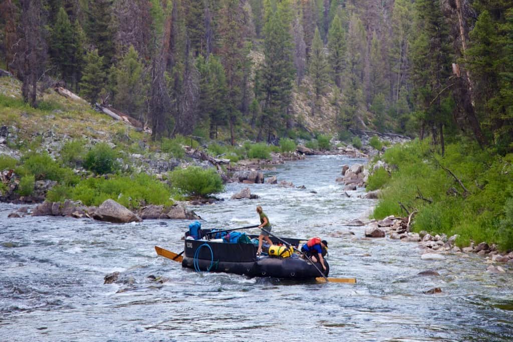 Running the sweep boat on the Middle Fork at low water