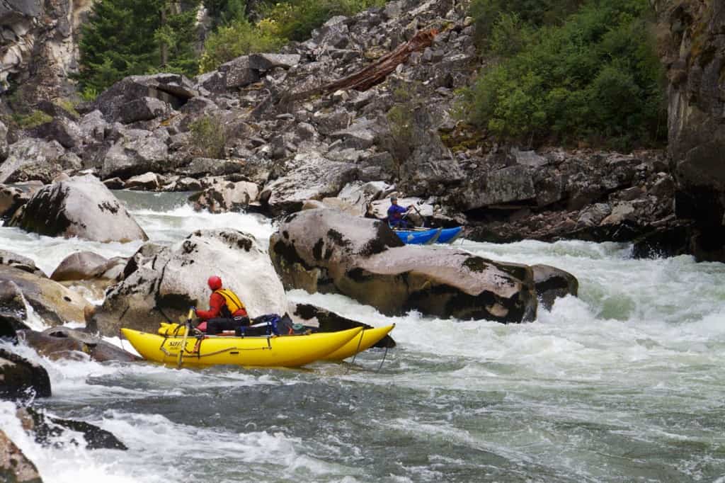 Catarafts in the bottom drop of Fall Creek Rapid