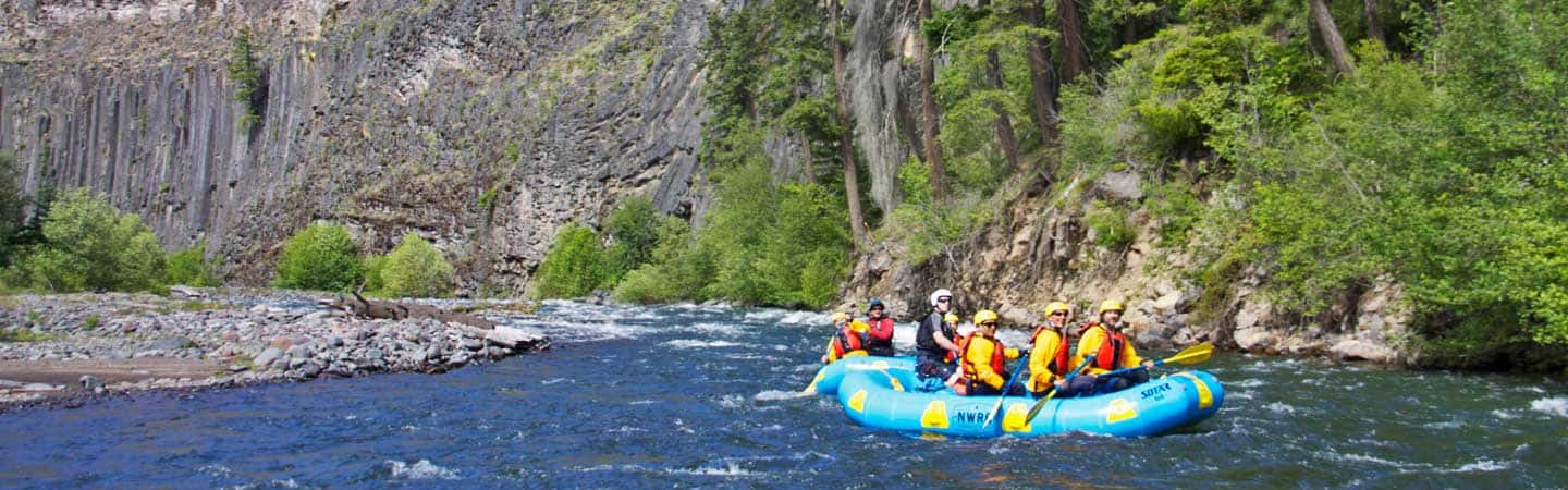 Rafting along columnar basalt walls of the Upper Klickitat River