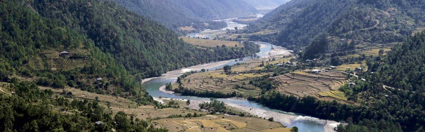 The Mo Chhu Valley in Bhutan