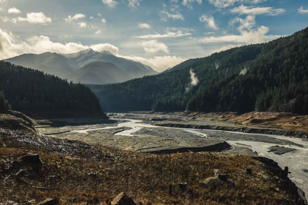 The former Mills Reservoir on the Elwha River