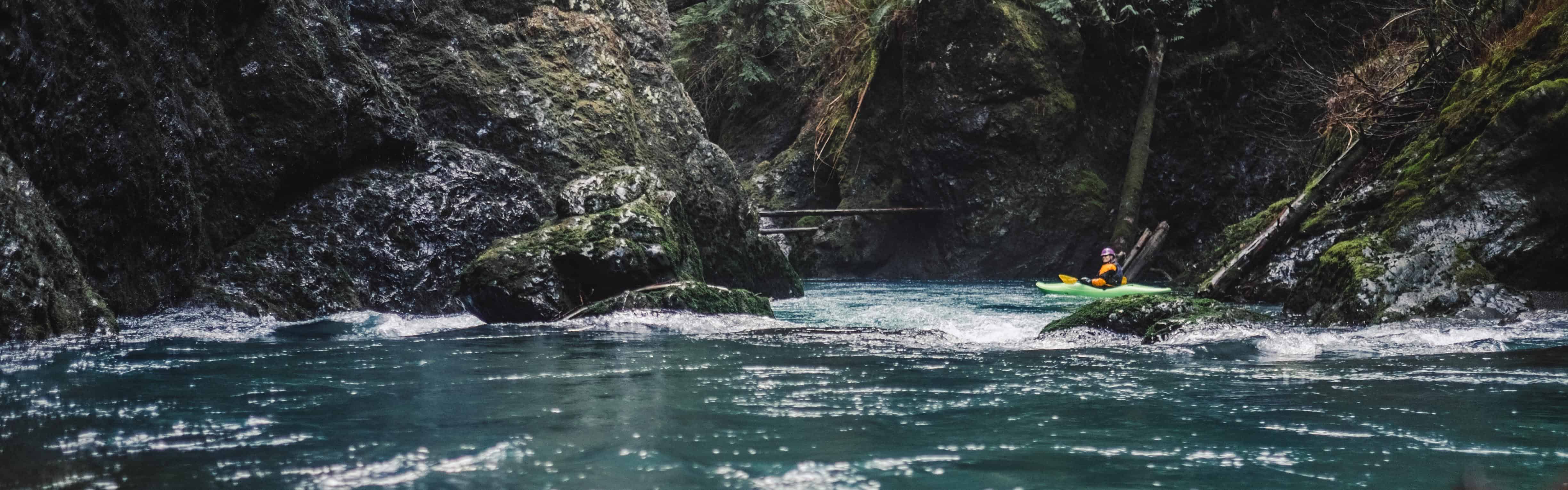 A paddler entering the East Fork of the Humptulips Narrows. Photo by Nate Wilson Photography