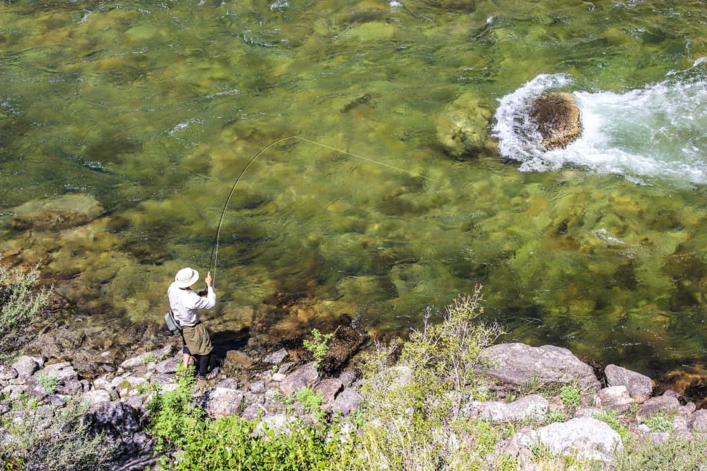 Fly fishing in the clear waters of the Middle Fork of the Salmon River