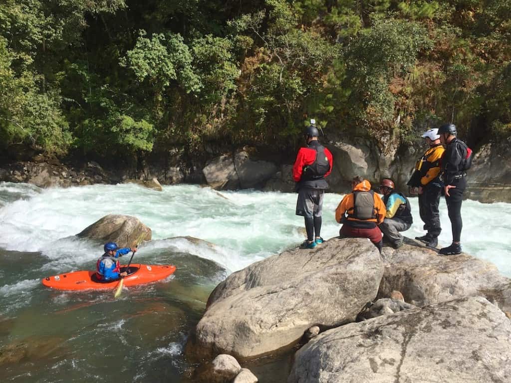 Kayaking the far right boof line