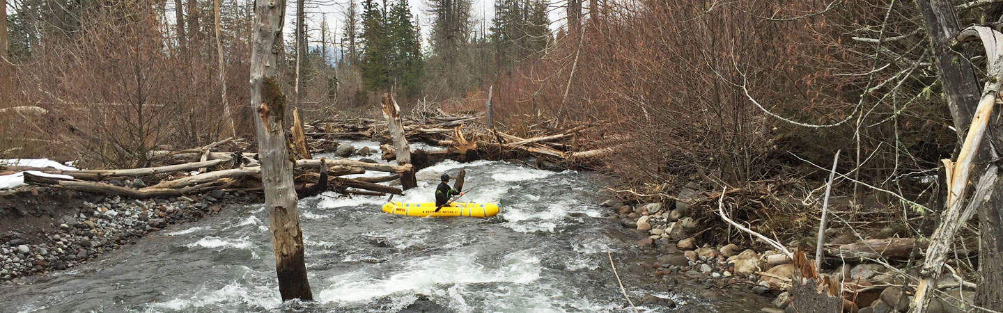 One of the runnable logjams on the Middle Fork of the Hood River