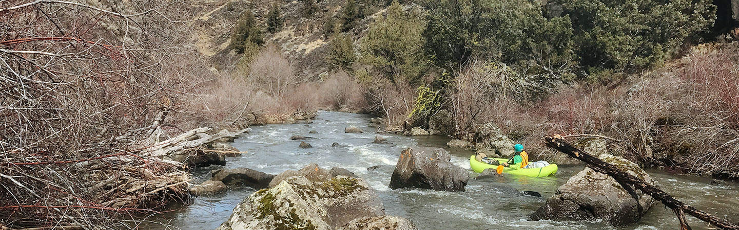 Inflatable kayak on the South Fork of Donner und Blitzen River