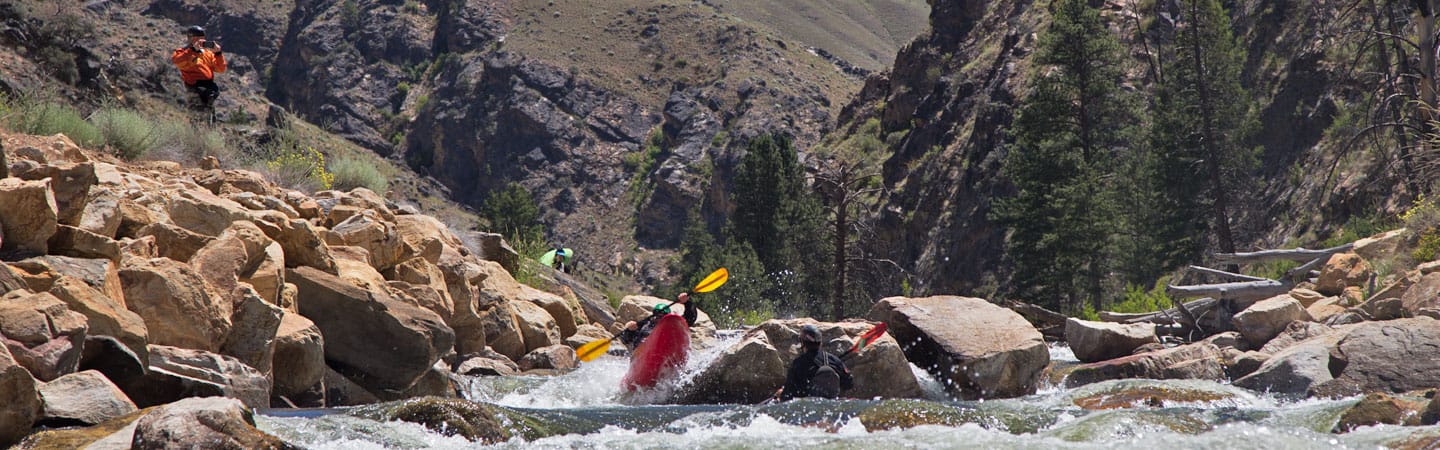 Kayaking one of the roadside rapids on Panther Creek