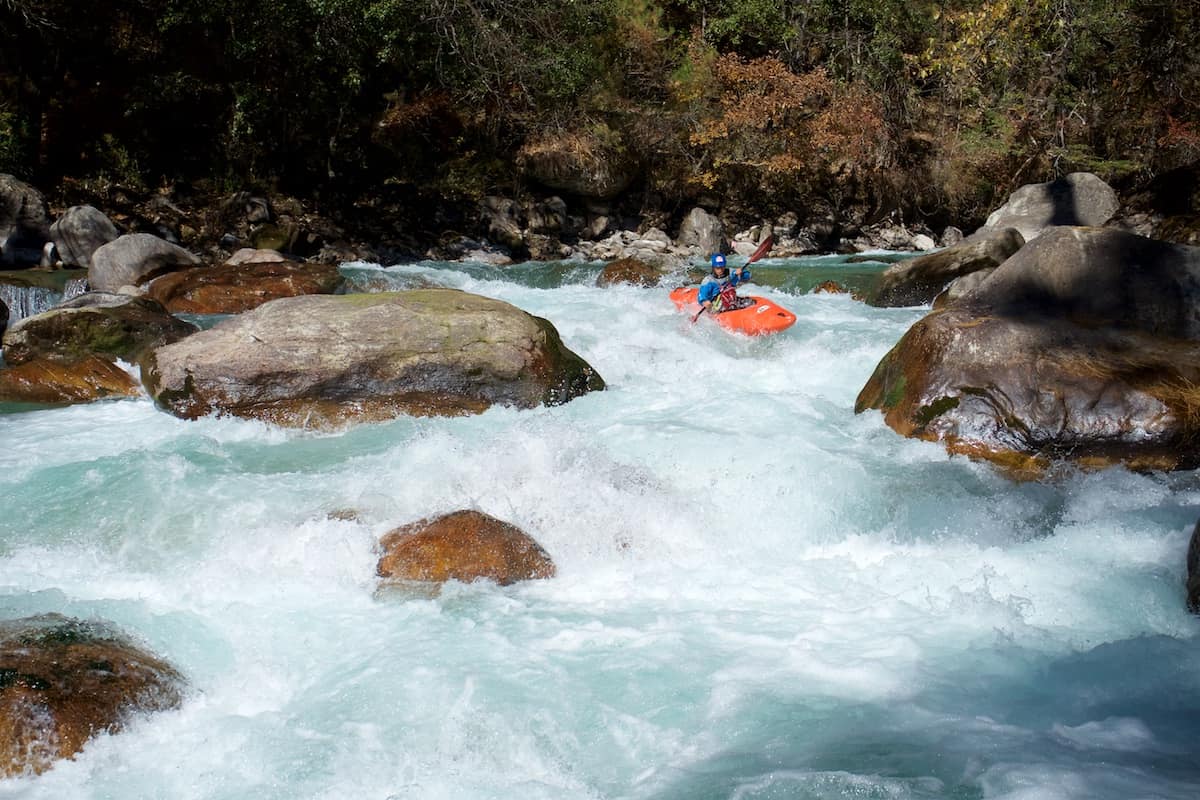 Jessica Falls on the Upper Thimphu Chhu