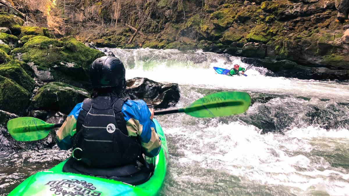 Kayaking Little Lava on the Farmlands section of the White Salmon River