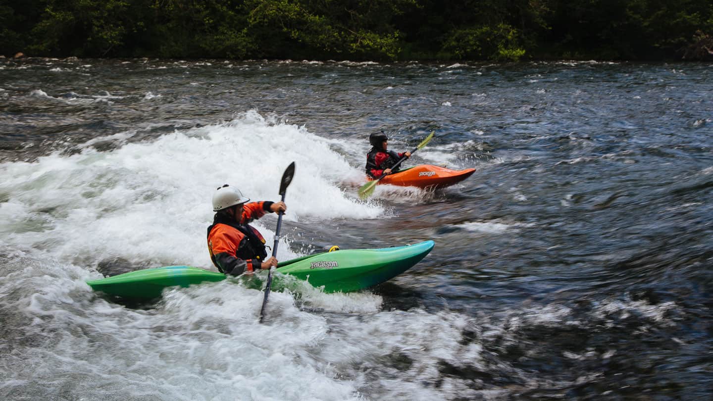 Surfing a wave below Eagle Rock Rapid