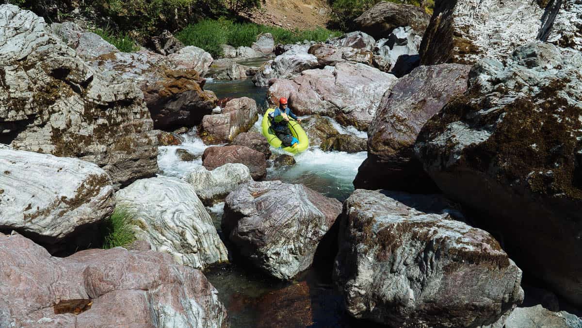 Paddling one of the drops between sieves in Radiolarian Sieve Rapid