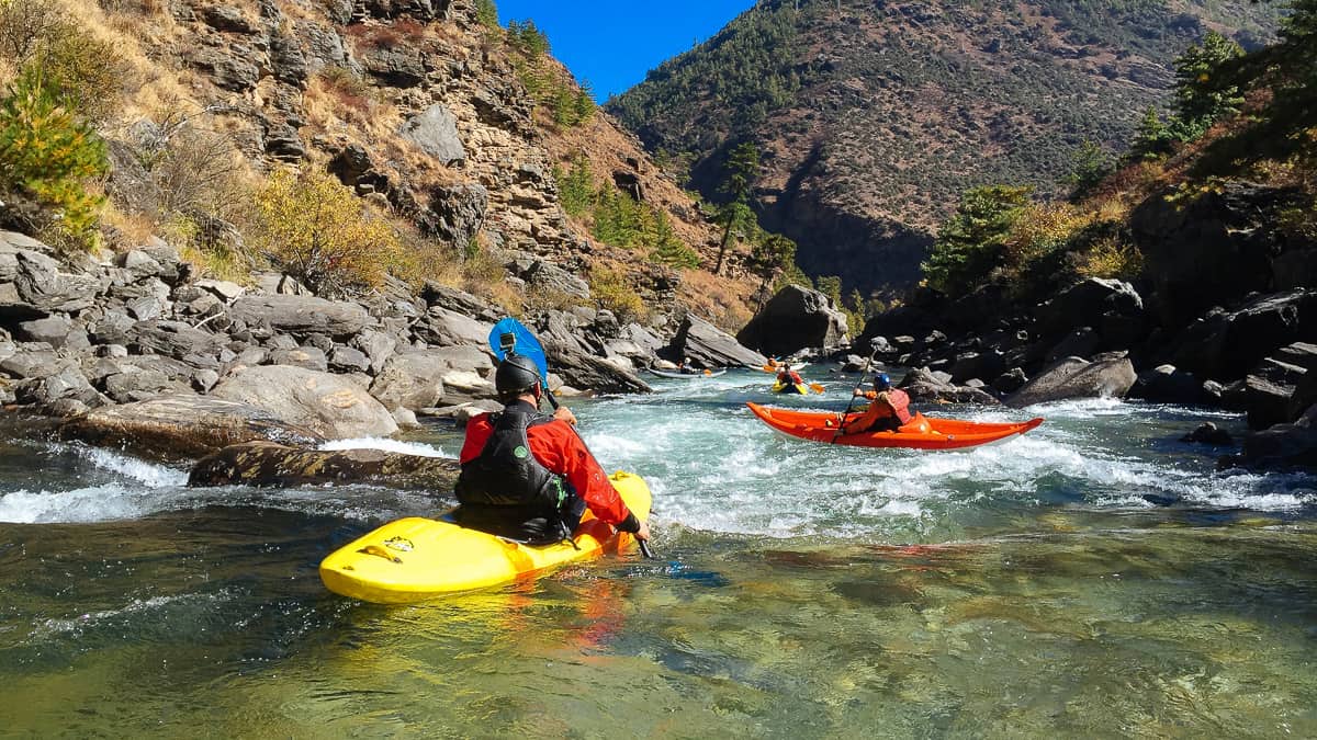 Kayaking the lower Paro Chhu in Bhutan