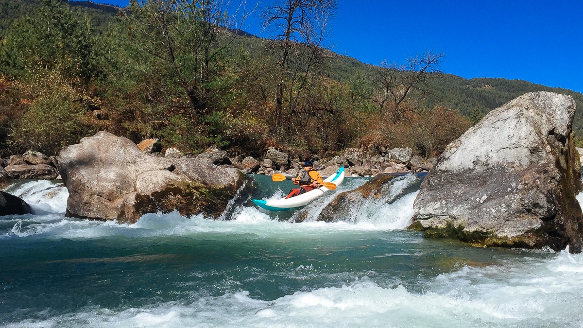 One of the drops in Pipeline Rapid on the Chamkar Chhu