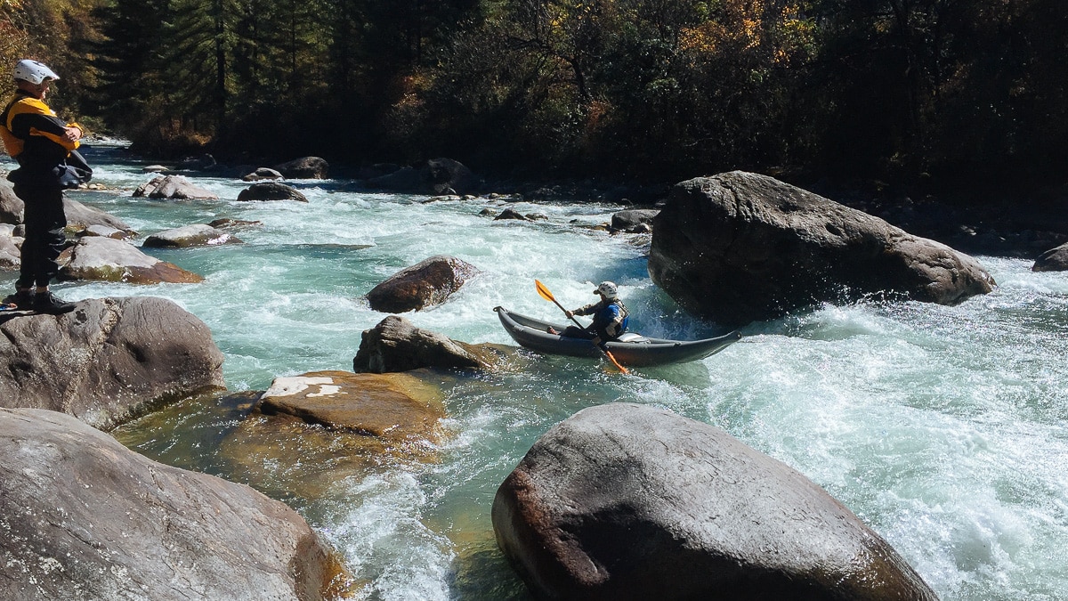 One of the many continuous rapids on the Upper Chamkar Chhu