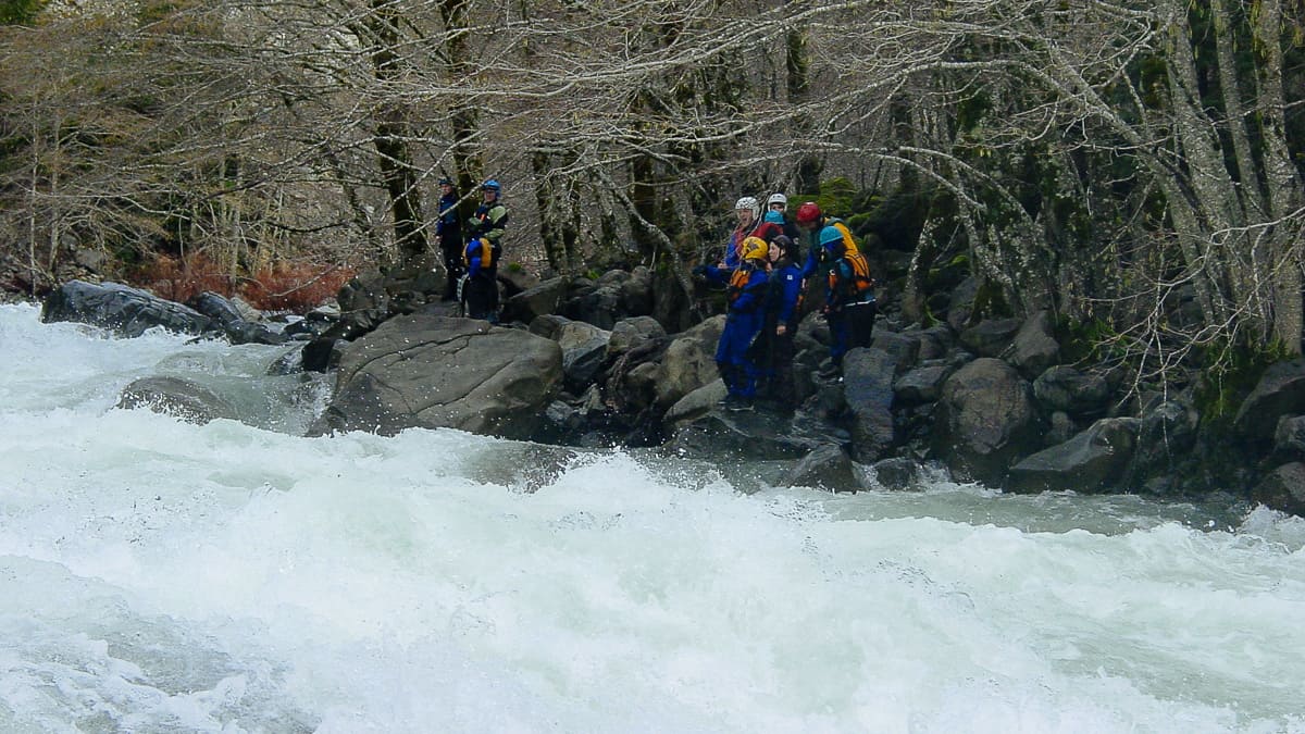 Scouting Highway Rapid on the Middle Fork of the Smith River