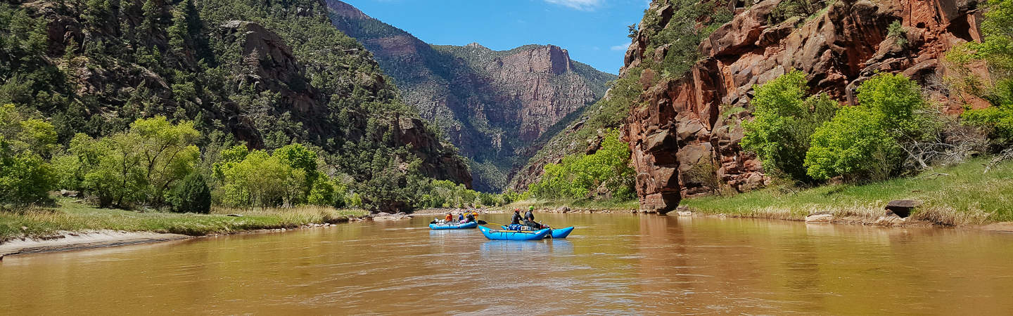 A trip floats through Lodore Canyon. Photo by  Conor Bell
