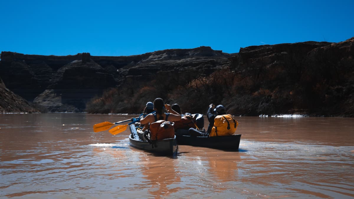 Canoeing into Labyrinth Canyon.