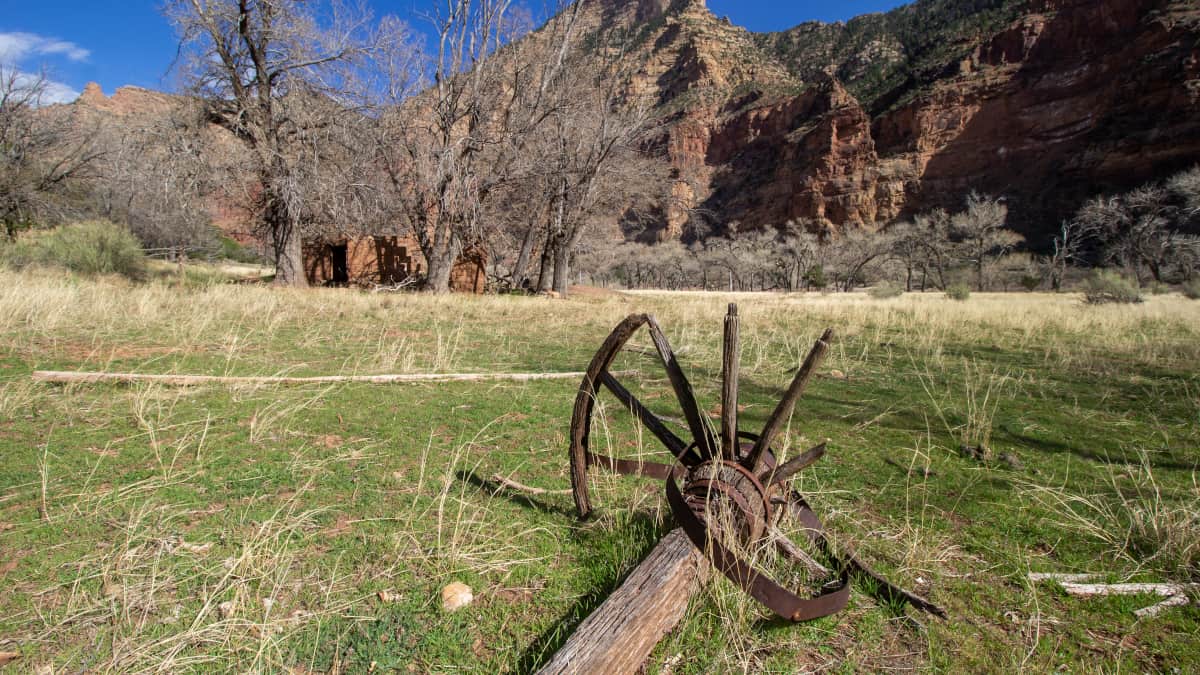 Old farm equipment and original buildings can be found at the old Rock Creek Ranch.