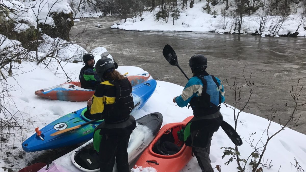 Getting ready to paddle in the snow.