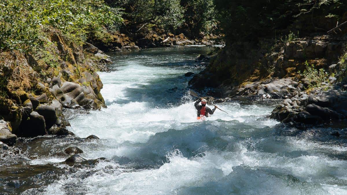 Laying treats on the Flume Rapid on the White Salmon River