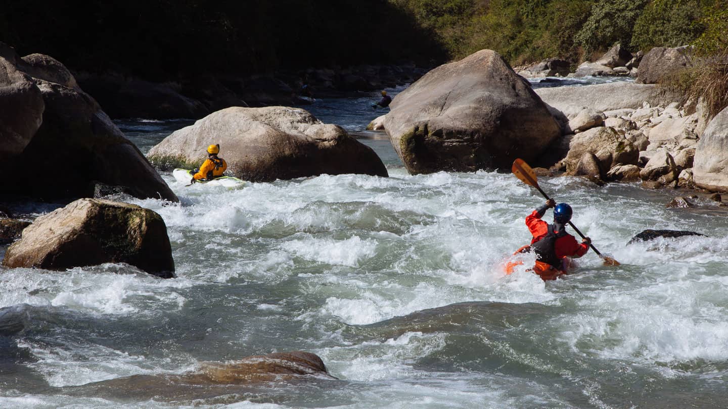 One of the many technical rapids on the Dang Chhu