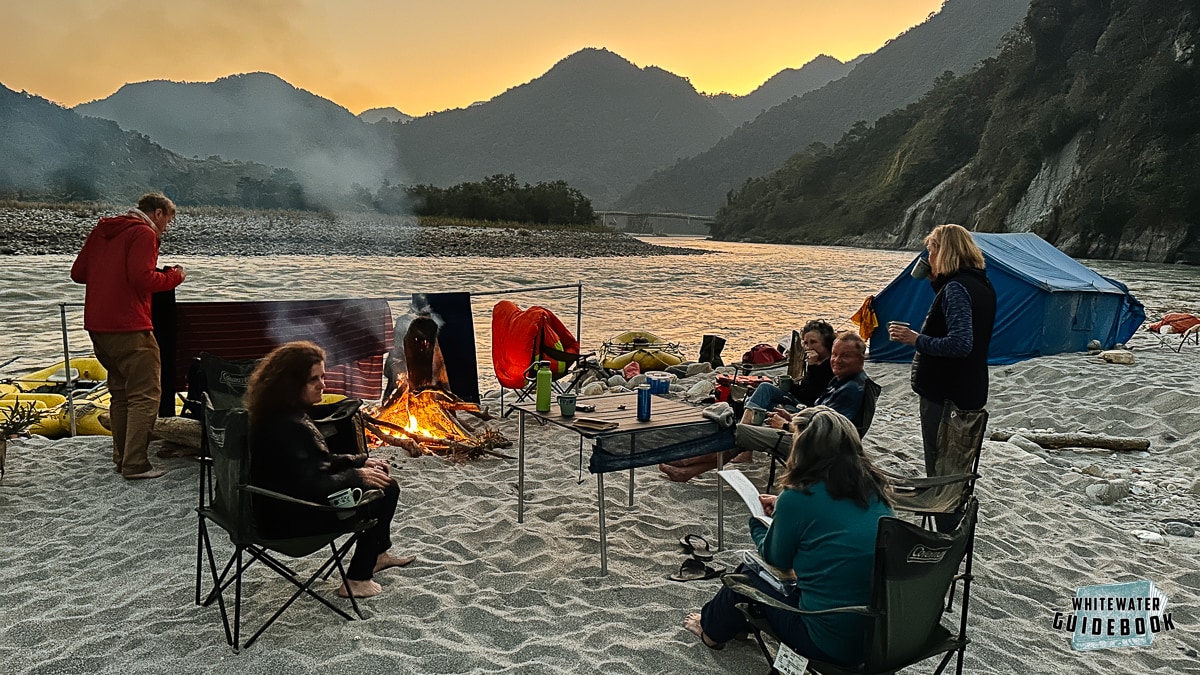 Camping at Chencho's Camp on the Drangme Chhu in Bhutan