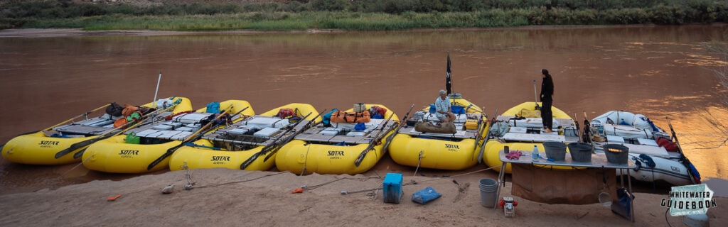 Rafts at Camp in the Grand Canyon