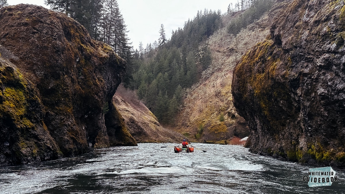 Boating through the site of the former Condit Dam