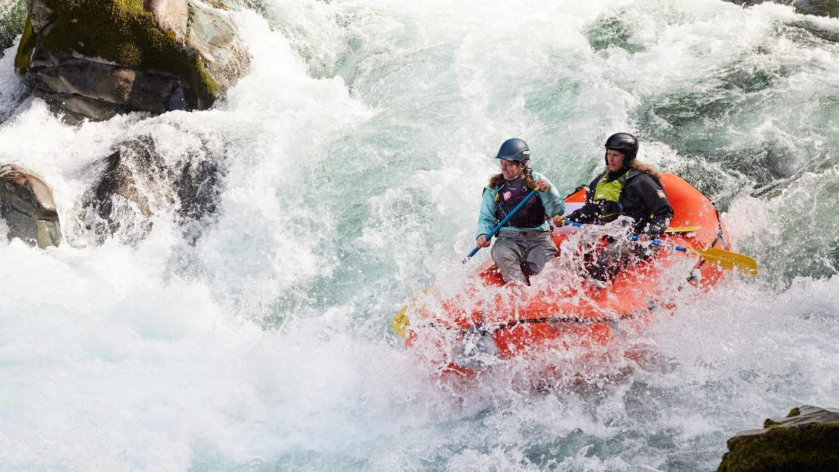 K.M. and partner enjoying the rapids