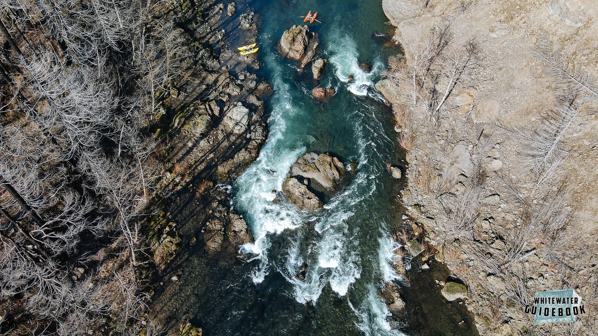 A bird's eye view of The Maze on the Clackamas River