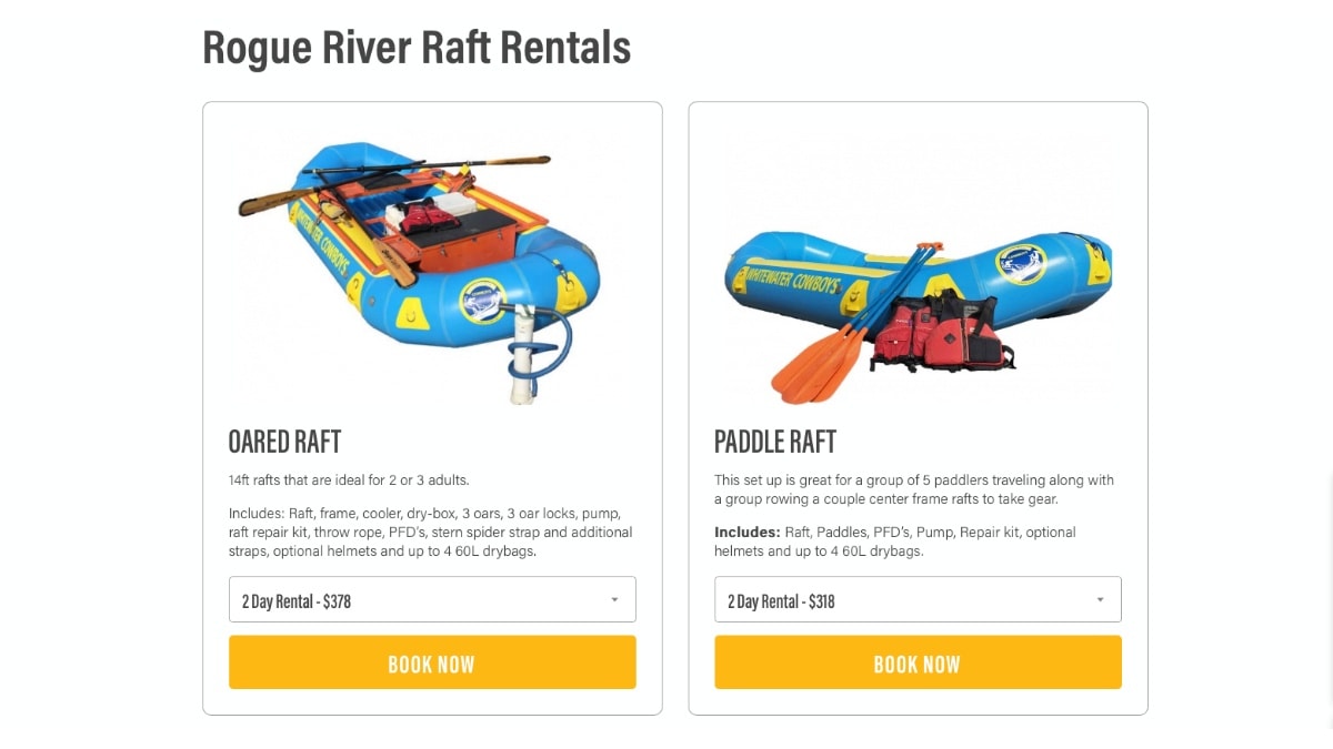 Whitewater Cowboys Rental Gear