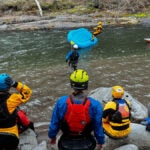 Flip practice in a whitewater rescue course