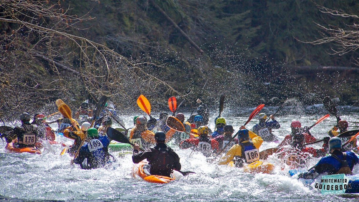 Kayaker Mass Start at the Wind River Festival