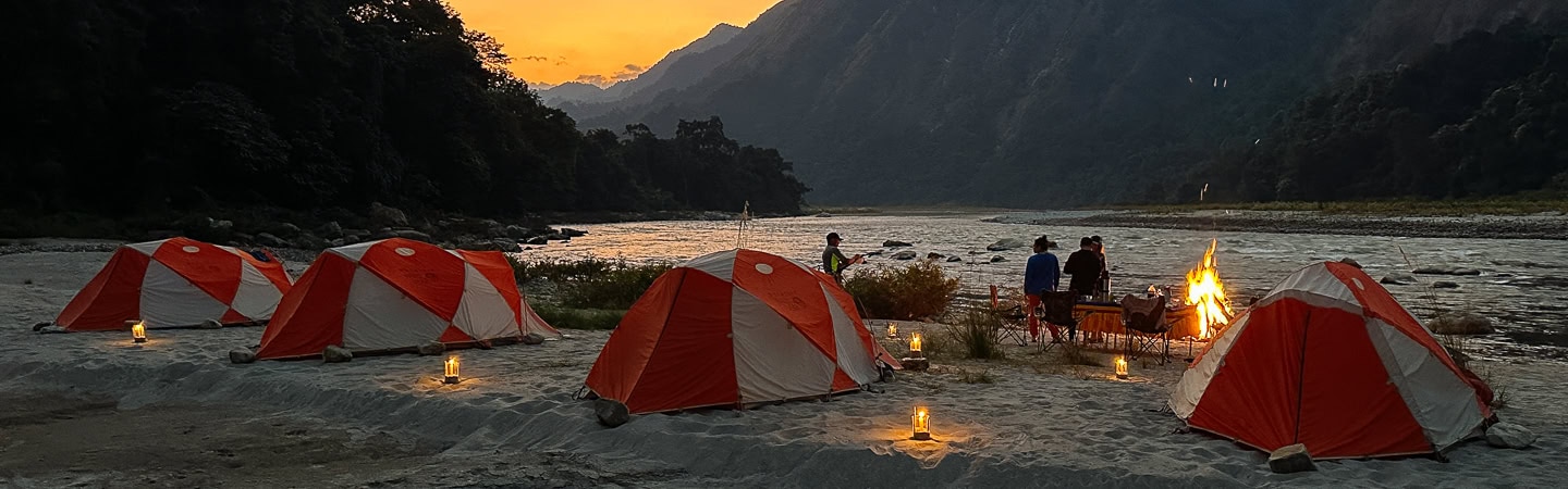 Camping along the Puna Tseng Chhu in Bhutan